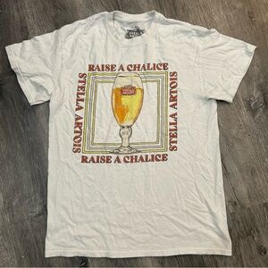 Stella Artois White Graphic Beer Shirt Men’s Size Small Raise A Chalice